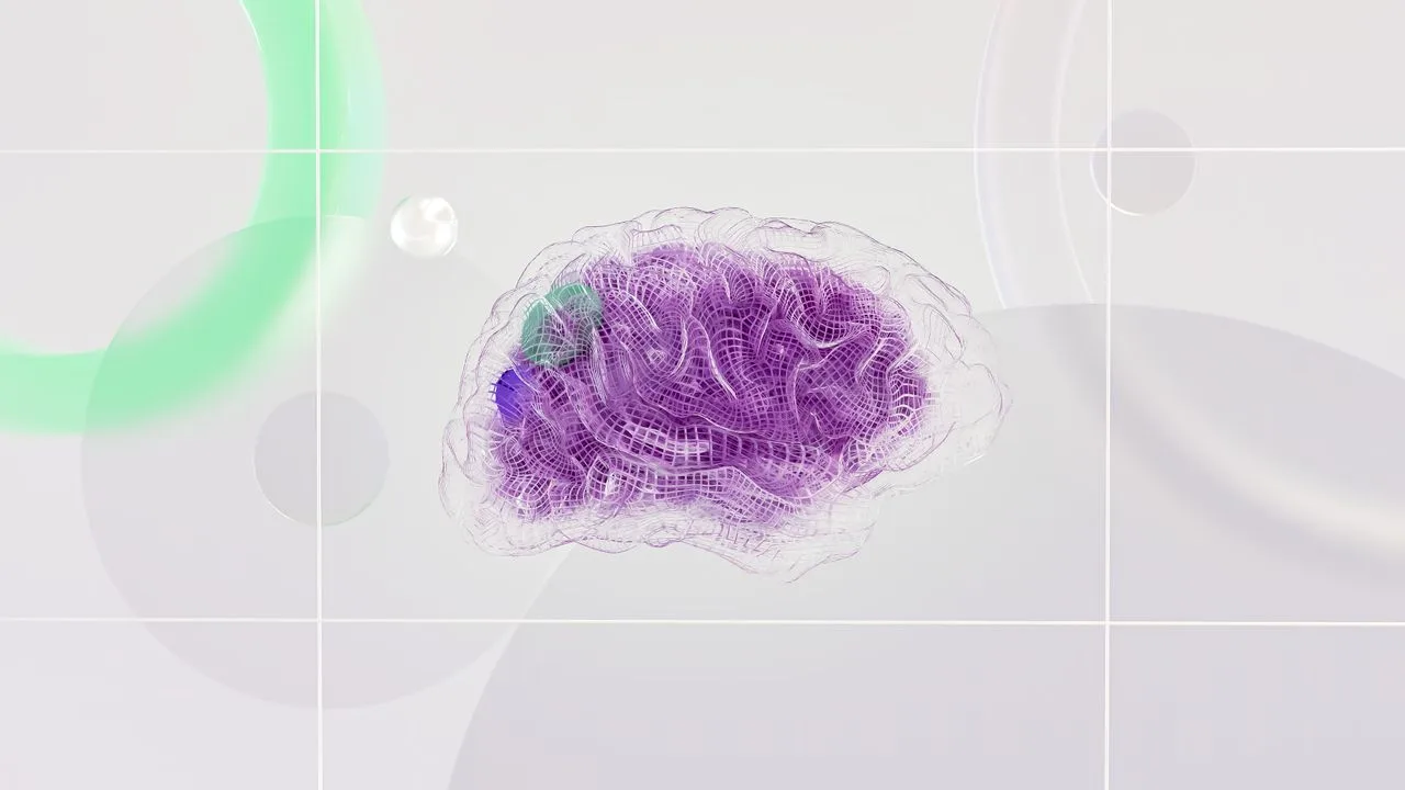 Wireframe illustration of a brain representing an AI agent